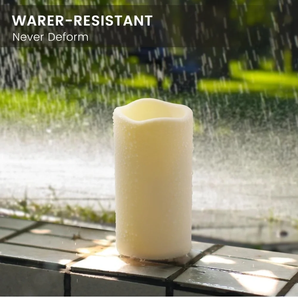 NIB Waterpoof Flameless Flickering LED Pillar Candle Remote Control Candle 2PACK